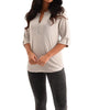 Emma Grommet V-Neck Kashmira Top in Gray - thumbnail