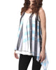 Plaid Grid Waterfall Vest in Cream/Aqua - thumbnail