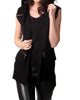 Double Zip Hooded Vest in Black - thumbnail