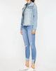 Frayed Hem Trucker Jacket in Medium Stone Wash - thumbnail