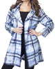 Plaid Side Button Long Hooded Rain Jacket in Lavender Multi - thumbnail