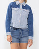 Color Block Denim Jacket in Medium Blue - thumbnail
