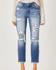 Midrise Sequins Patched Straight Jean in Blue - thumbnail