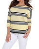 Striped 3/4 Sleeve Top in Yellow - thumbnail