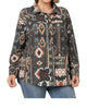 Jacquard Aztec Oversized Shacket With Pockets in Black - thumbnail
