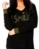 Smile Hoodie in Black/Moss - thumbnail