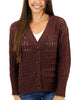 Skip Stitch Cabled Button Sweater in Raisin - thumbnail