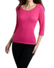 Three Quarter Sleeve Tunic Top in Fuchsia - thumbnail