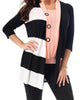 Striped Button Draped Cardigan in Peach Multi - thumbnail