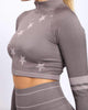 Stars And Stripes Cropped Zip-Up Jacket in Mushroom - thumbnail