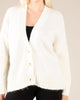 Loose Fit V-Neck Cardigan in White - thumbnail