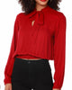 Tie Neck Blouse in Red - thumbnail
