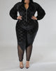 Velvet Burn Out Front Zipper Side Mesh Jumpsuit in Black - thumbnail