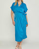 Satin Wrap Dress in Royal Blue - thumbnail