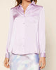 Satin Button Down Shirt With Pocket in Purple - thumbnail