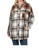 Oversized Yarn Dyed Plaid Shacket in Camel/Rust - thumbnail