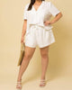 Short Sleeve Linen Shirt Top in Off White - thumbnail