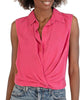Renata Front Twist Sleeveless Blouse in Magenta - thumbnail