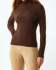 Traveling Rib Mock Neck Sweater in Chocolate - thumbnail