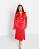 Rebdolls Women's London Satin Flare Sleeve Midi Shift Dress W. Slit - thumbnail