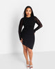 Rebdolls Women's Mia Mesh Asymmetrical Mini Bodycon Dress - thumbnail