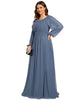 Chiffon High Empire Waist Puff Sleeve Mother Dress - thumbnail
