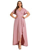 Glitter High-Low Front Side Slit Ruffled V-Neck Evening Dress - thumbnail