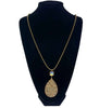 12Mm Ab Cushion Cut Post With Gold Beaded Teardrop Necklace in Gol - thumbnail