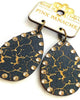 Crackle Wood Teardrop Earrings in Black - thumbnail