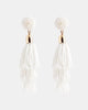 Beaded Tassel Earrings in White - thumbnail