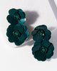 Double Flower Sequin Post Earrings in Emerald - thumbnail