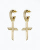 Freedom Cross Charm Earrings in Gold/Clear - thumbnail