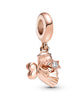Heart Winged Angel Dangle Charm in Rose Gold - thumbnail