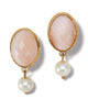 Moon Stone Leverback Earrings in Pink - thumbnail