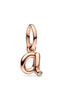 Letter A Script Alphabet Dangle Charm in Rose Gold - thumbnail