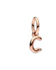 Letter C Script Alphabet Dangle Charm in Rose Gold - thumbnail