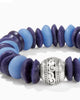 Mingle Shores Beaded Stretch Bracelet in Blue/Silver - thumbnail