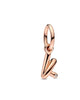 Letter K Script Alphabet Dangle Charm in Rose Gold - thumbnail