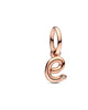 Letter E Script Alphabet Dangle Charm in Rose Gold - thumbnail