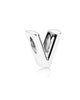 Letter V Charm In Sterling Silver With Heart Pattern in Silver - thumbnail