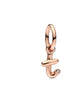 Letter T Script Alphabet Dangle Charm in Rose Gold - thumbnail