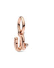 Letter U Script Alphabet Dangle Charm in Rose Gold - thumbnail