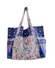 Large Beach Bag in Navy/Pink Print - thumbnail