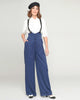 Unique Vintage Navy & White Pinstripe Thelma Suspender Pants - thumbnail