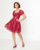 Unique Vintage Hot Pink Sequin Sweetheart Fit & Flare Dress - thumbnail