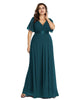 Long Chiffon Empire Waist Bridesmaid Dress with Short Flutter Sleeves - thumbnail