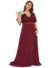 Long Chiffon Empire Waist Bridesmaid Dress with Short Flutter Sleeves - thumbnail