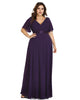 Long Chiffon Empire Waist Bridesmaid Dress with Short Flutter Sleeves - thumbnail