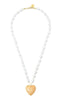 Pearl Heart Necklace in Pine/Pearl - thumbnail