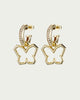 Y2K Butterfly Charm Earrings in Gold/Clear - thumbnail
